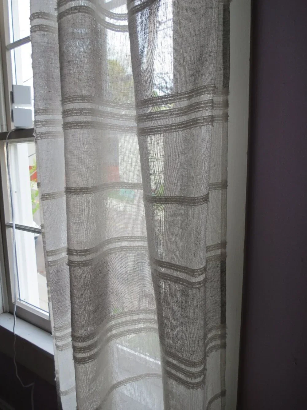 White w gray stripe bands (2) Curtain Panels 40